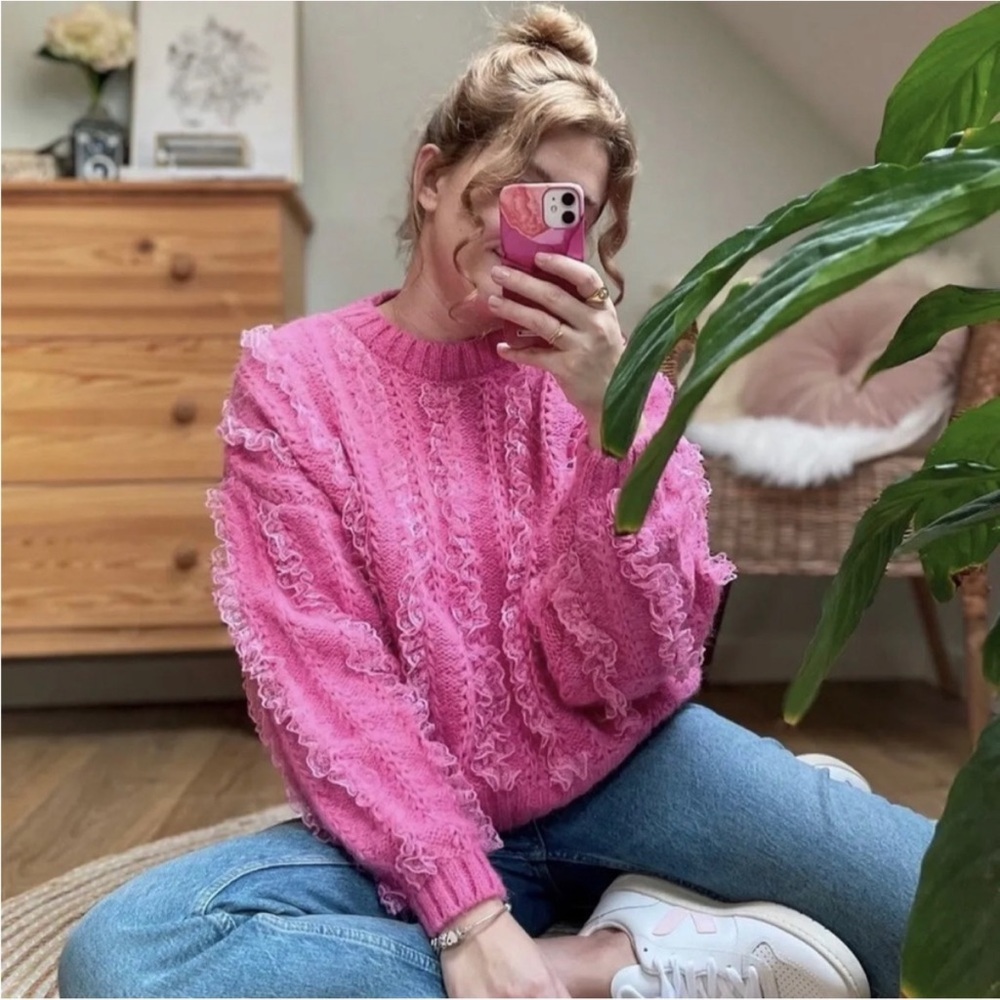Zara pink ruffle sweater